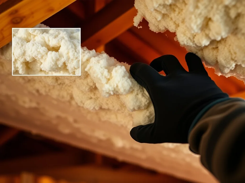 Close-up texture of cured spray foam insulation material